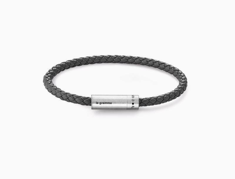 bracelet câble cuir anthracite le 7g