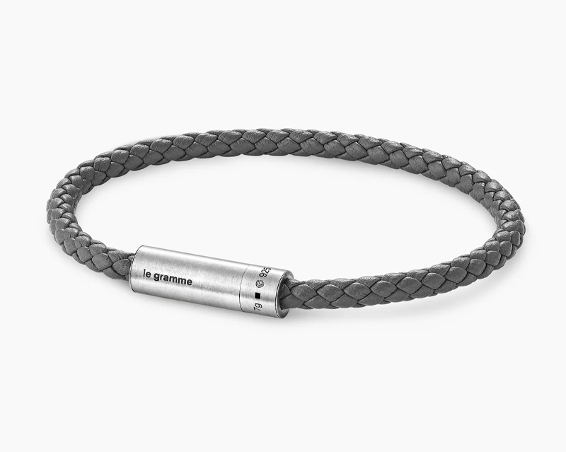 bracelet câble cuir anthracite le 7g