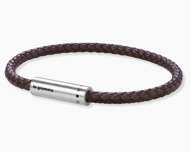 bracelet câble cuir marron le 7g