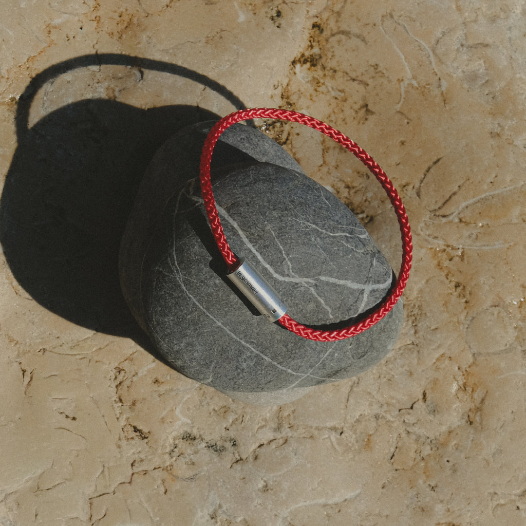 focus : bracelet câble nato rouge le 7g