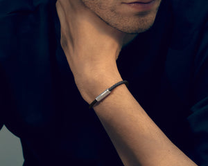 camel leather cable bracelet le 7g
